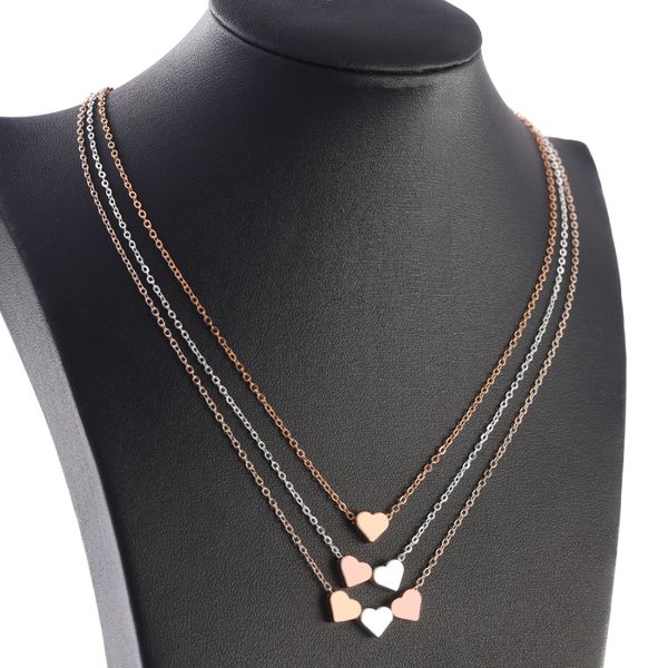 

minhin fashion lovely 3 layers love heart necklace adjustable multilayer chain choker necklace for women statement, Golden;silver