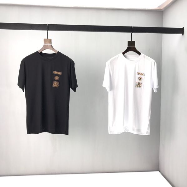 

2020ss весной и летом новый высококачественный хлопок печати короткий рукав круглый шею панель t-shirt размер м-л-xl-xxl-xxxl рубашка тройни, White;black