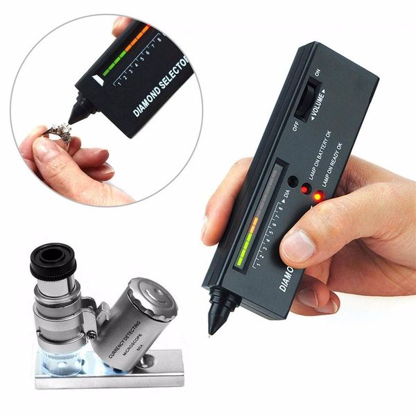

jeweler diamond tool kit : portable diamond tester 60x illuminated loupe diamond tester audio led lamps accessories tool