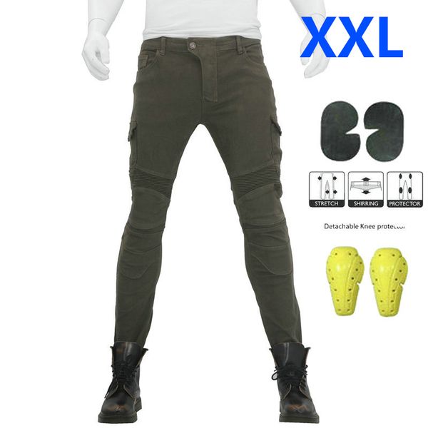 

motorcycle jeans with pad denim biker army green motor pants combat pants s-xxxl