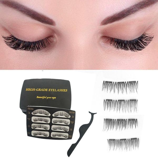 

8pcs/set magnetic reusable 3d natural thick faux grafting eyelashes with clip