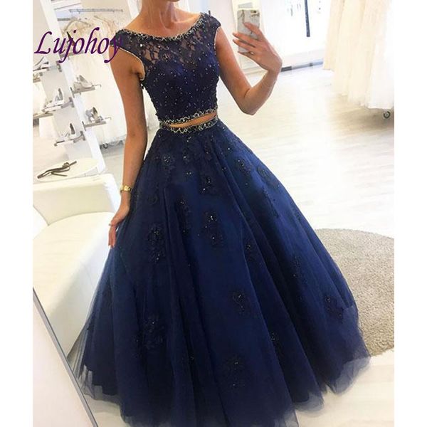 

navy blue long lace evening dresses party two 2 piece plus size women ladies prom formal evening gowns dresses 2019, White;black