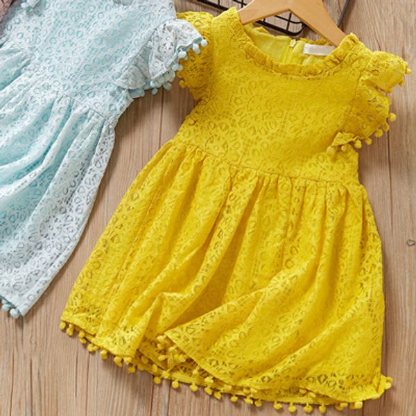 

baby gir dress 2020 kids dressesl ruffles drawstring bow clothes children sleeveless dresses crew neck dress baby girl clothes, Red;yellow