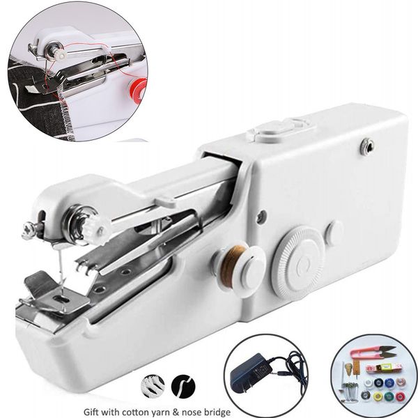 

portable mini hand sewing machine household cordless electric stitch needlework set for quick repairs diy clothes stitchin