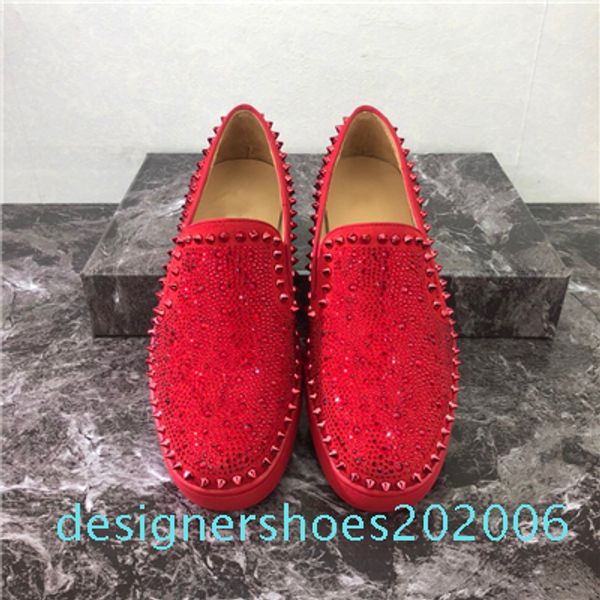 

2020 men women casual shoes designer red bottoms studded spikes fashion insider sneakers red leather low d06, Black