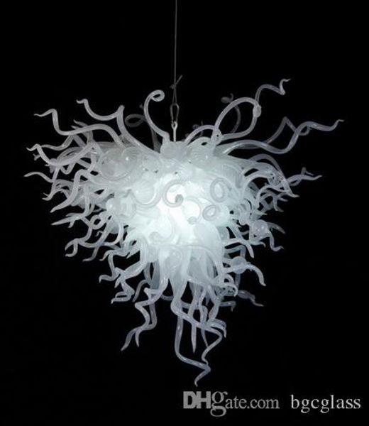 

modern crystal white glass chandelier light 100% handmade blown white murano glass hanging led chandelier for home decor hand craft glass