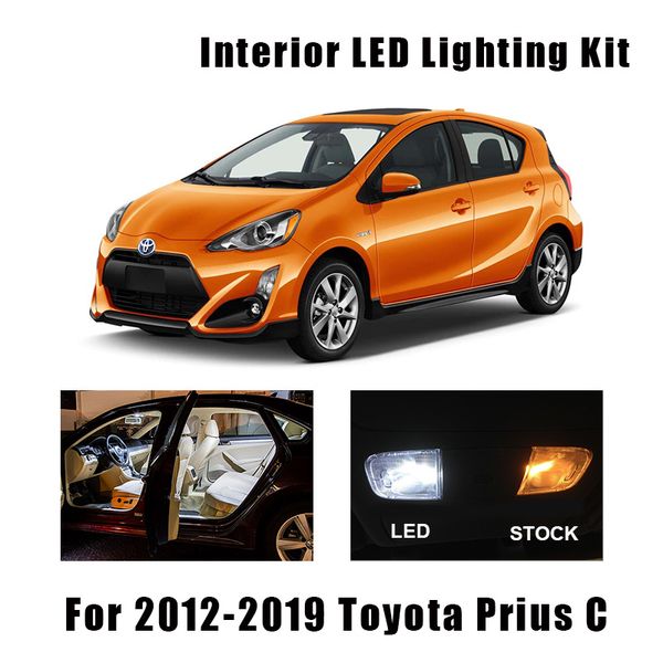 

8pcs white led interior light cargo reading bulbs kit fit for 2012-2016 2017 2018 2019 prius c map dome license lamp