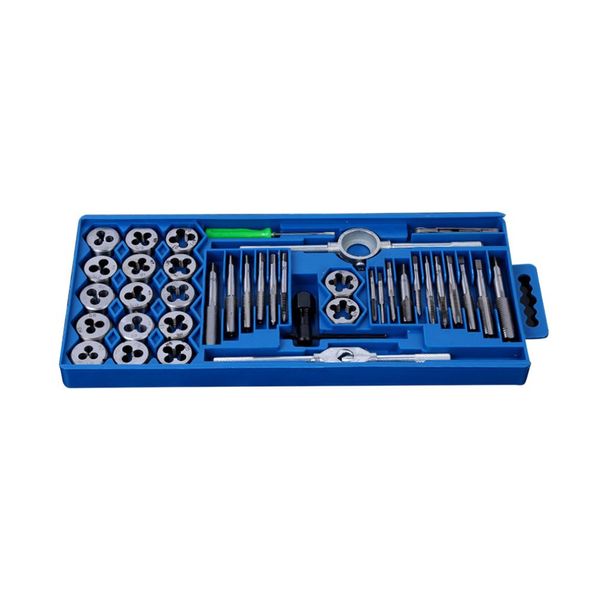

40pcs tap die set m3-m12 screw thread metric taps wrench dies diy kit wrench screw threading hand tools alloy metal with bag