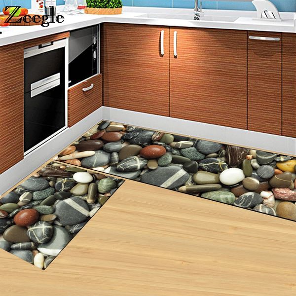 

zeegle cobblestone printed kitchen carpet anti-slip bedroom bedside carpets soft office chair floor mats kitchen rugs