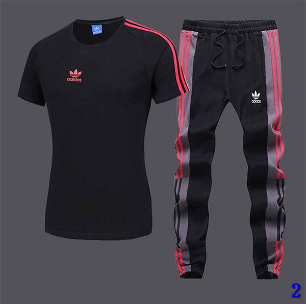 

men's designer tracksuits fashion active striped embroidery breathable crew neck pullover t-shirts & long pants cotton blend size s-2xl, Gray
