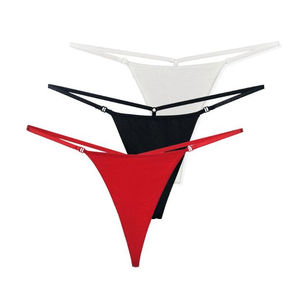 

women's panties 3 pcs/lot thong cotton g string for women double layer thongs low waist black red white 3pcs, Black;pink