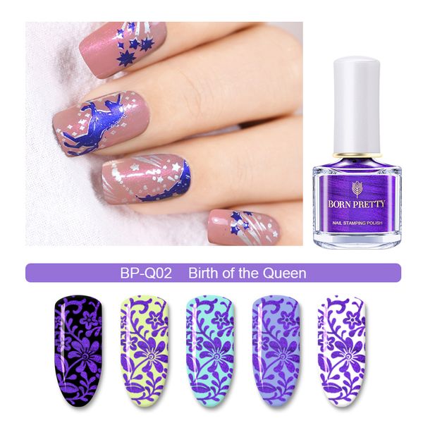 

6ml born pretty purple color series nail stamping polish 6ml printing varnish rose red manicure art image stamp lacquer