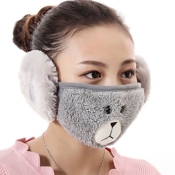 

2 in 1 winter ear warmers mask adjustable plush lovely funny ear muffs