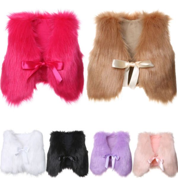 

2018 brand autumn new baby girl faux fur vest waistcoat kid warm winter vest jacket outwear coat, Blue