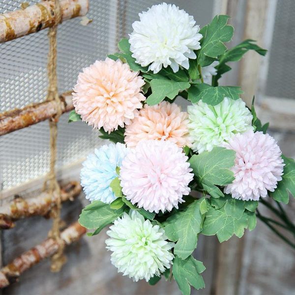 

2 heads artificial flowers dandelion long stem branch faux hyacinth vivid silk fake flowers wedding festival home decorations