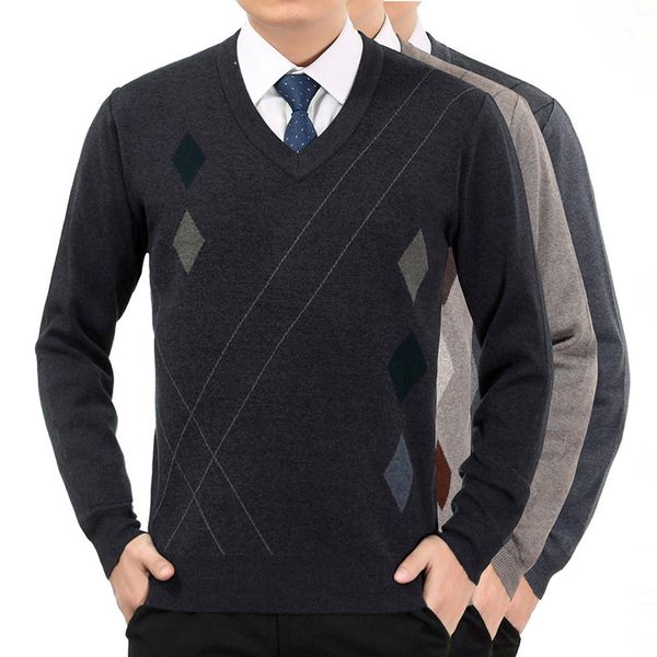 

men's thick winter sweater middle-aged men's large size loose knit shirt casual sweater jixin ling, White;black