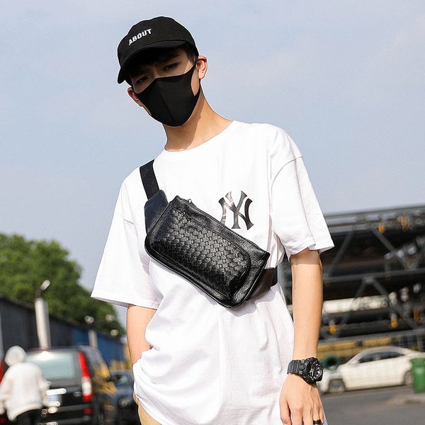 

men's new chest bag flow woven chest bag casual shoulder diagonal waist mobile phone