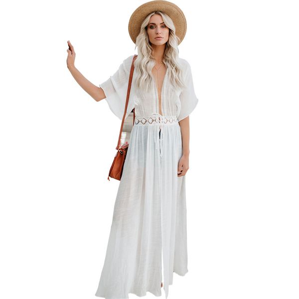 Женщины Boho Beach Bikini Maxi Cover Up Lace 2019 Горячая Beachwear Sexy Summer Beach Press Toves Ups Robe De Plage # ES