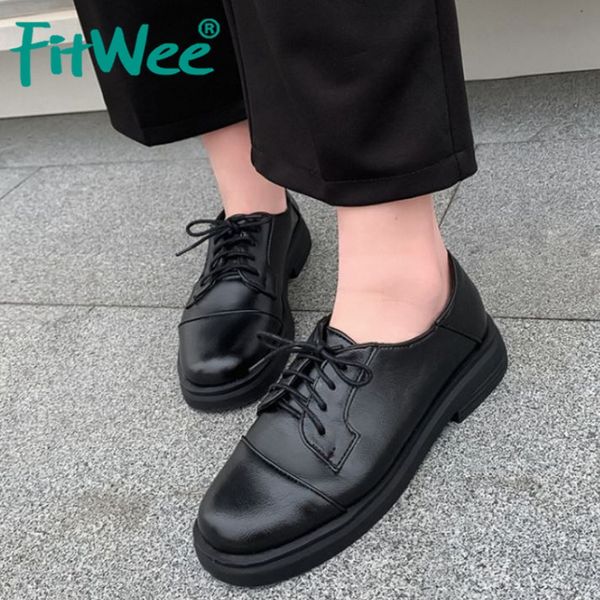 

fitwee size 29-46 women pumps spring round toe shoes platform cross strap shoes women new design fashion square heels footwear, Black