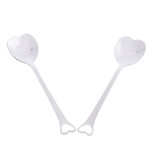 

2 pcs heart shaped stainless steel coffee tea ice cream spoons