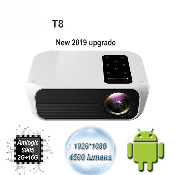 

t8 new led projector 4500 lumens 1920*1080 home theater full hd 1080p amlogic s905 2g 16g android 7.1 proyector beame