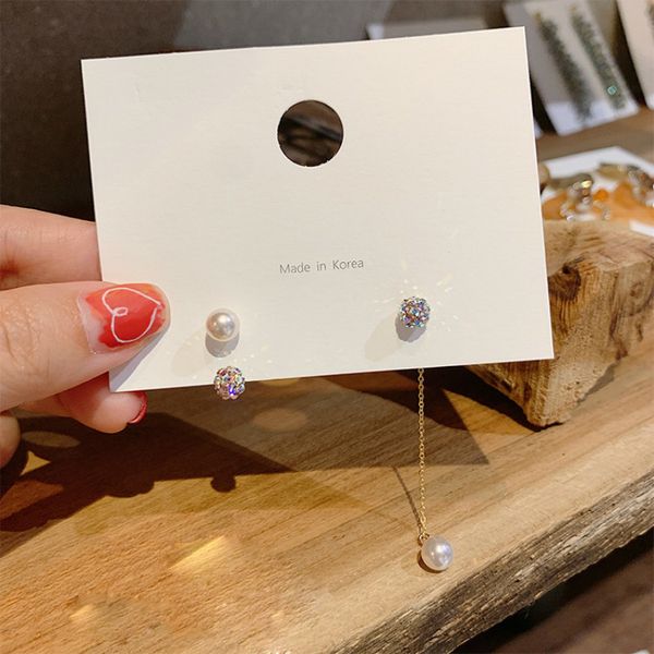 

2019 new arrival metal trendy geometric women dangle earrings korean earrings female asymmetric earline long fairy jewelry, Silver