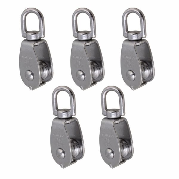

304 stainless steel silver m15 single wheel swivel pulley block 15mm dia 1/5pcs