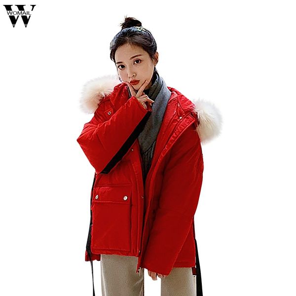 

womail womens coats fashion outerwear long sleeve hooded jackets cotton-padded pockets jacket coats women abrigo 2019 s-2xl, Black