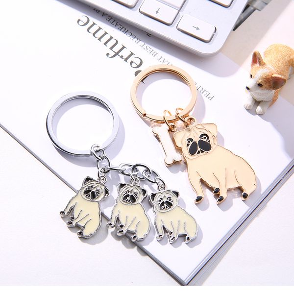 

2020 new arrival pet dog keychain cute bago key ring bag charm couple lover keychain lovely car keyring bag diy accessories, Silver