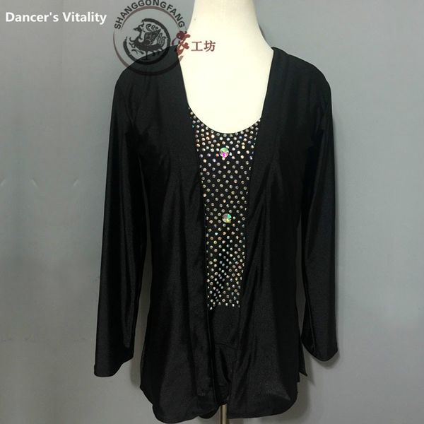 

2017new style men's latin dance costumes long sleeves diamond latin dance body for men's competition shirts, Black;red