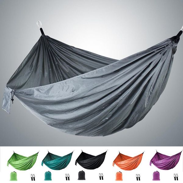 

single double hammock outdoor backpacking travel survival hunting sleeping bed portable with 2 carabiner 1 storage bags