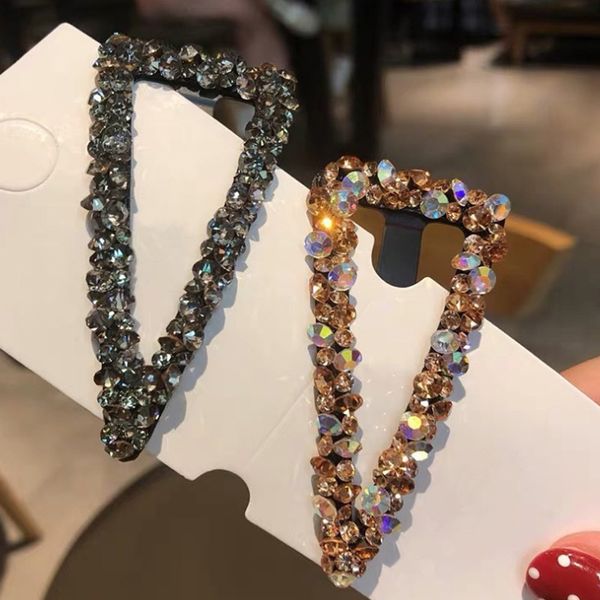 

qcooljly punk girl hair claw geometric imitation pearl hairpin crab heart shape crystal hair clips accessories for women, Golden;white