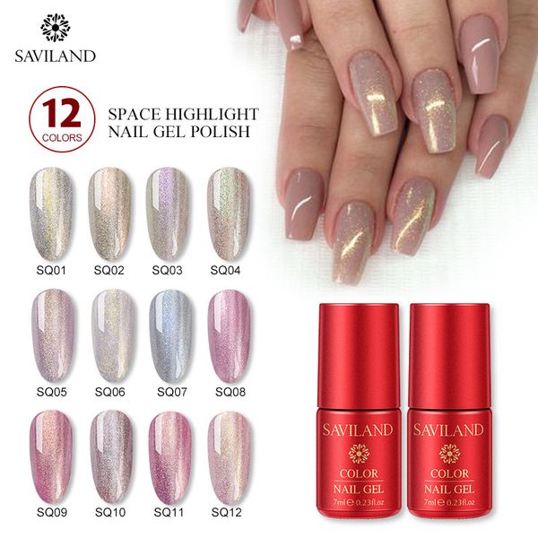 

saviland 7ml space gold series glitter highlight uv gel diamond nail gel uv for diy paint design, Red;pink