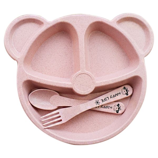 

baby bowl+spoon + fork feeding food tableware cartoon panda kids dishes baby eating dinnerware set anti-training bowl spoon