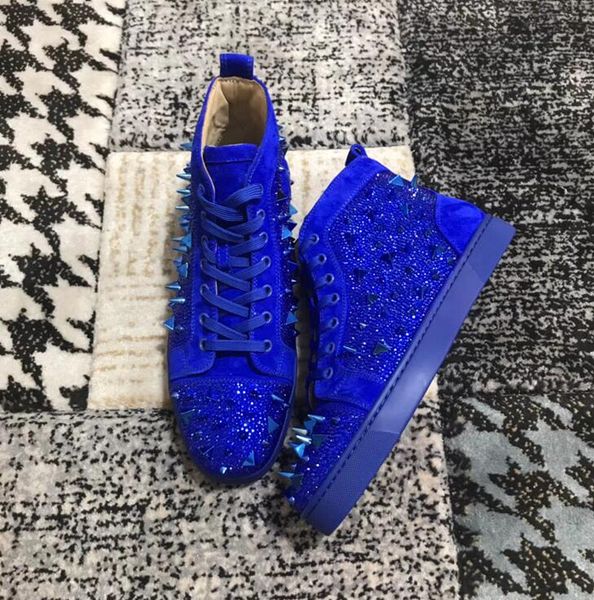 

серия blue colours марка с красными низами обувь с полным шипом и красными кроссовками плоские туфли на каблуках для мужчин повседневные жен, Black