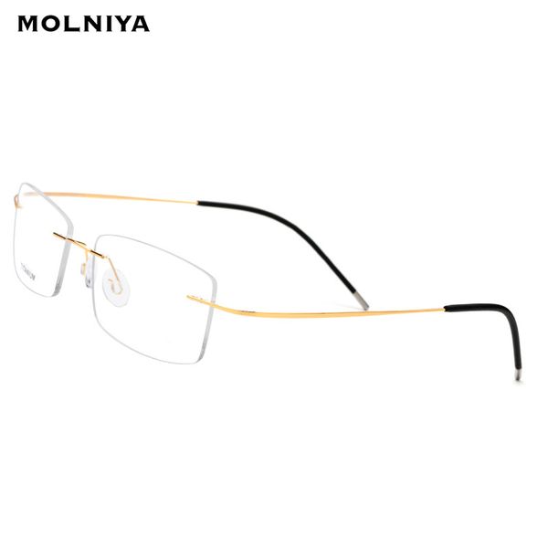 

man light frameless rimless titanium glasses frame men ultralight square prescription eyeglasses myopia optical frames eyewear, Black