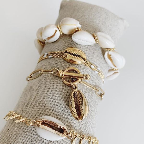 

posimi second wind concise zero buckle shell bracelet woman 8205, Golden;silver