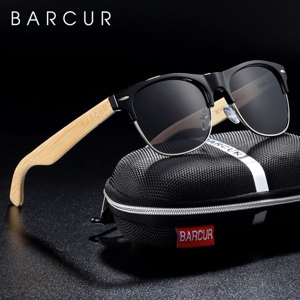 

barcur бренд бамбук поляризованные солнечные очки дерево солнцезащитные очки мужчины женщины солнечные очки uv400 lentes-де-сол хомбре защит, White;black