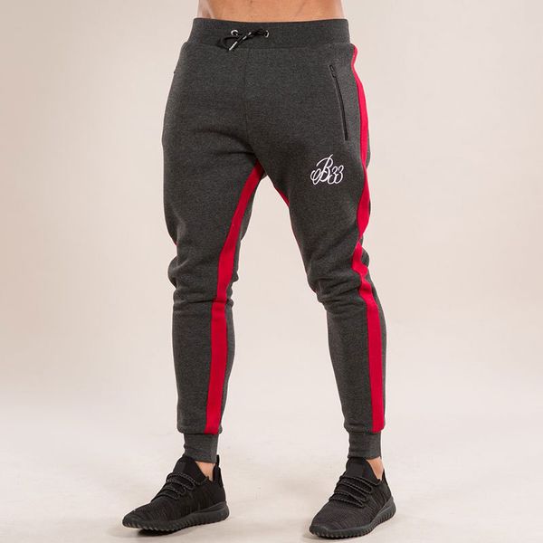 

2019 new muscle mens fitness long pants bodybuilding casual slim fit pencil trousers tracksuit jogger pants, Black
