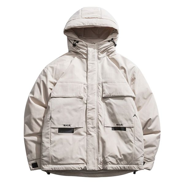 

sagace new 2019 men solid color coats thick warm winter jackets casual male parka hooded outwear cotton-padded jacket sale, Black
