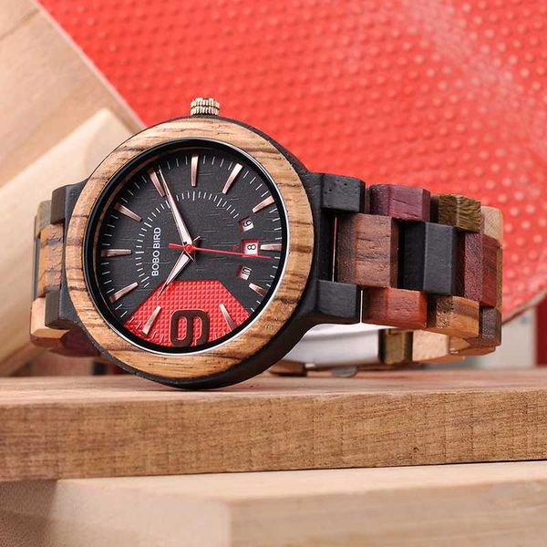 

relogio masculino bobo bird men watch wood timepiece auto date colorful band wristwatch gift wooden box to father u-q13, Slivery;brown