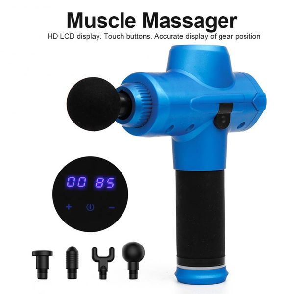 

1200-3300r/min muscle massage gun sport therapy massager body relaxation pain relief slimming shaping massager 4 heads with bag
