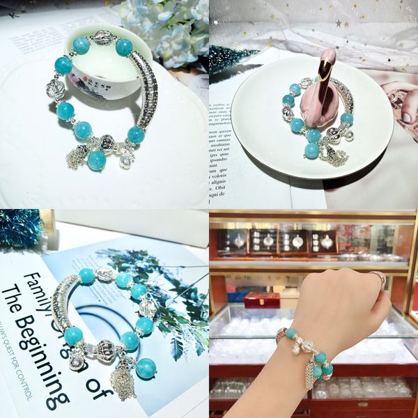 

925 natural the milky way stone bracelet collocation s silver wire drawing silver tube will tassels pendeloque cut lava stone bracelets, Black