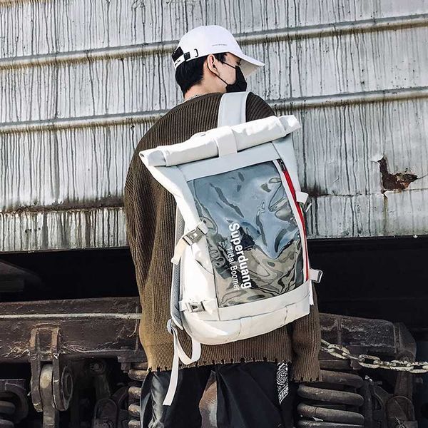 

street trend double shoulder bag men's sequin korean version waterproof backpack large-capacity travel bag schoolgirl