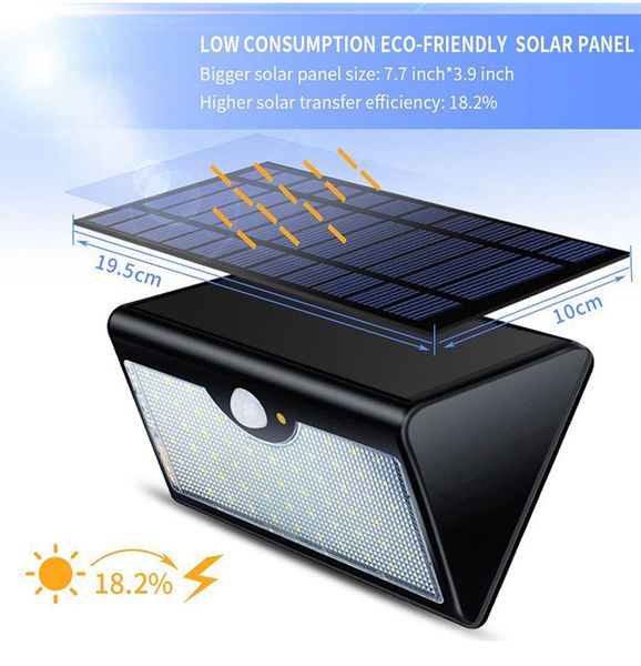 

60 led solar light 1300lm super bright upgraded lamp lights for outdoor wall yard garden with five modes in one solar lamps