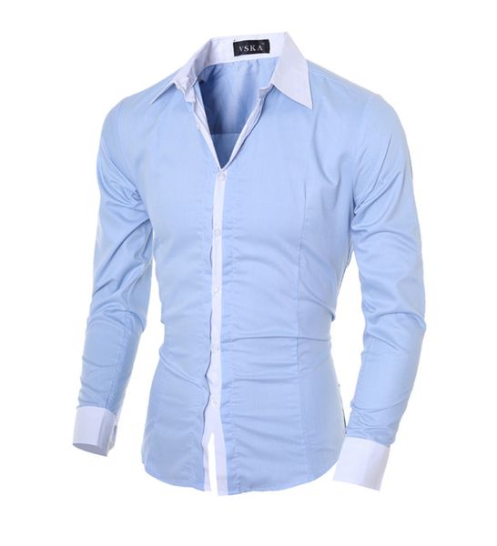 

slim fit casual shirts men shirt long sleeve brand 2019 male slim fit solid dress shirt white hawaiian men formal mens shirts g7453, White;black