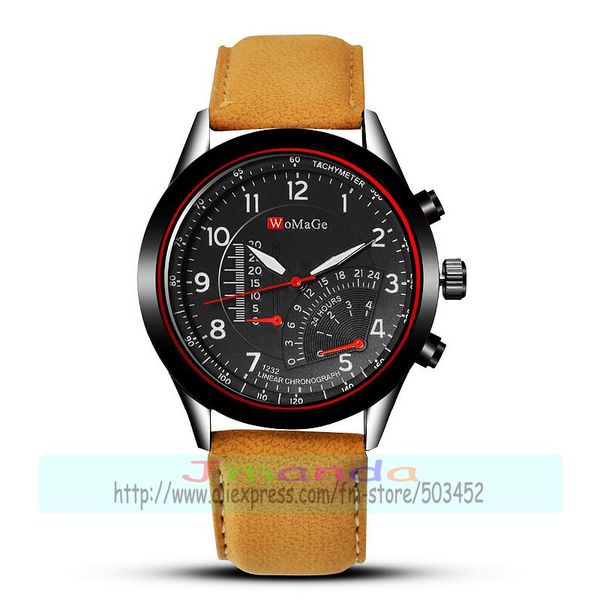 

100pcs/lot womage-1232 new arrival men leather watch womage brand man sport casual watch wrap quartz wristwatch for unisex, Slivery;brown