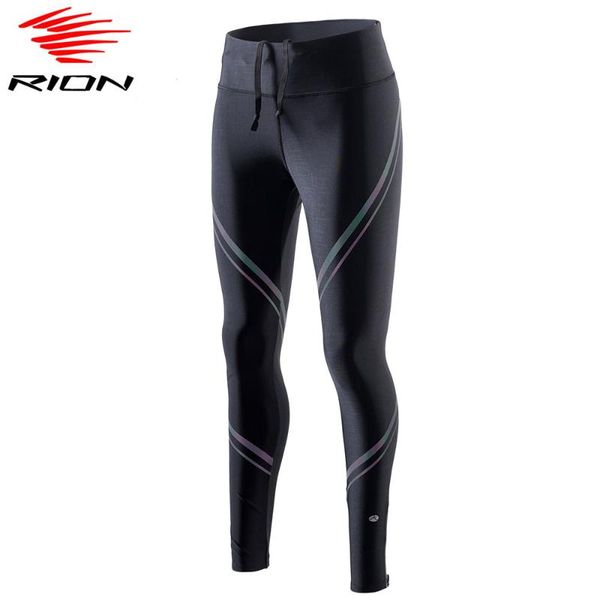 

rion women reflective yoga leggings fitness drawstring tummy control high waist yoga pants sports running workout gym leggings, White;red
