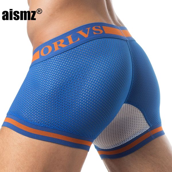 

aismz brand mesh u pouch men boxer men underwear underpants cueca cotton trunks boxer shorts male panties, Black;white