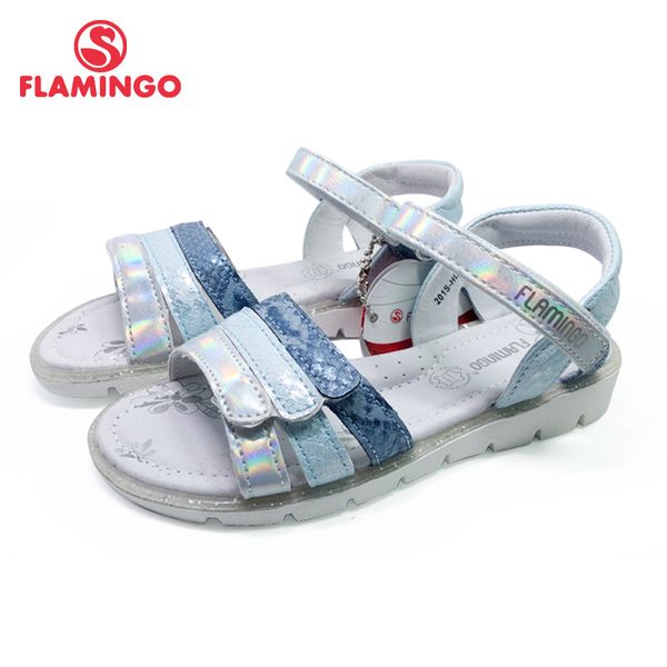 

flamingo 2020 summer kids sandals hook& loop flat arched design chlid casual princess shoes size 31-36# for girls 201s-hl-1761 t200408, Black;red